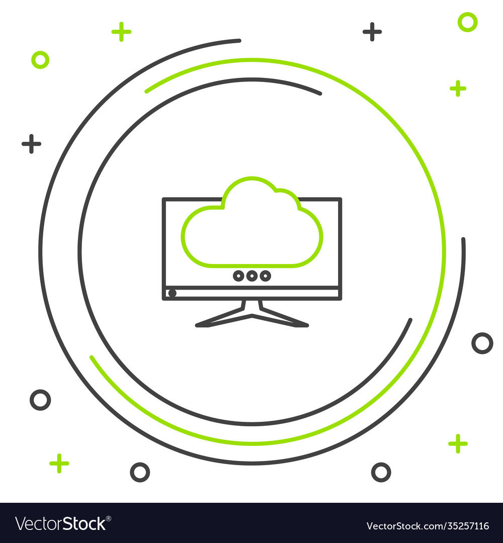 Line computer monitor screen icon isolated