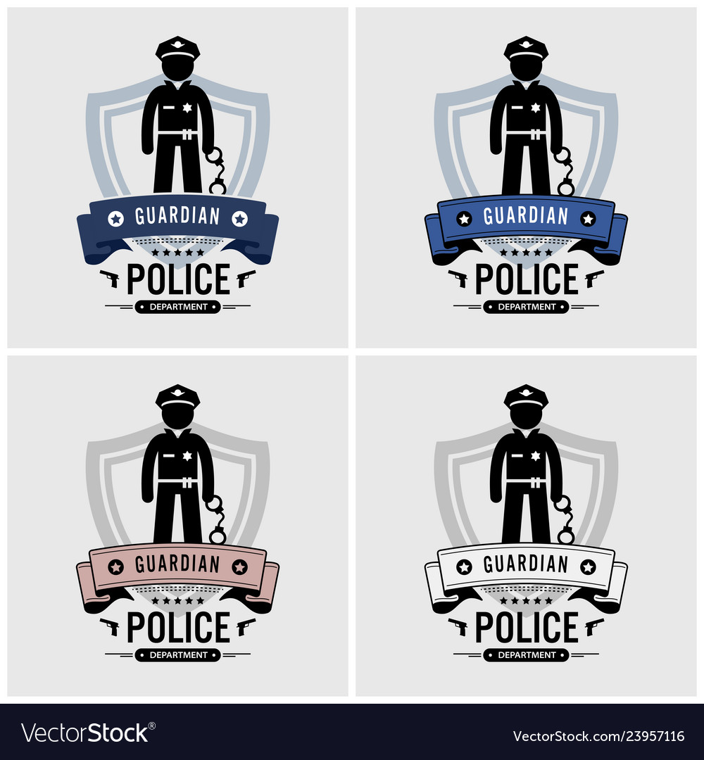 Police logo design artwork of police officer and Vector Image