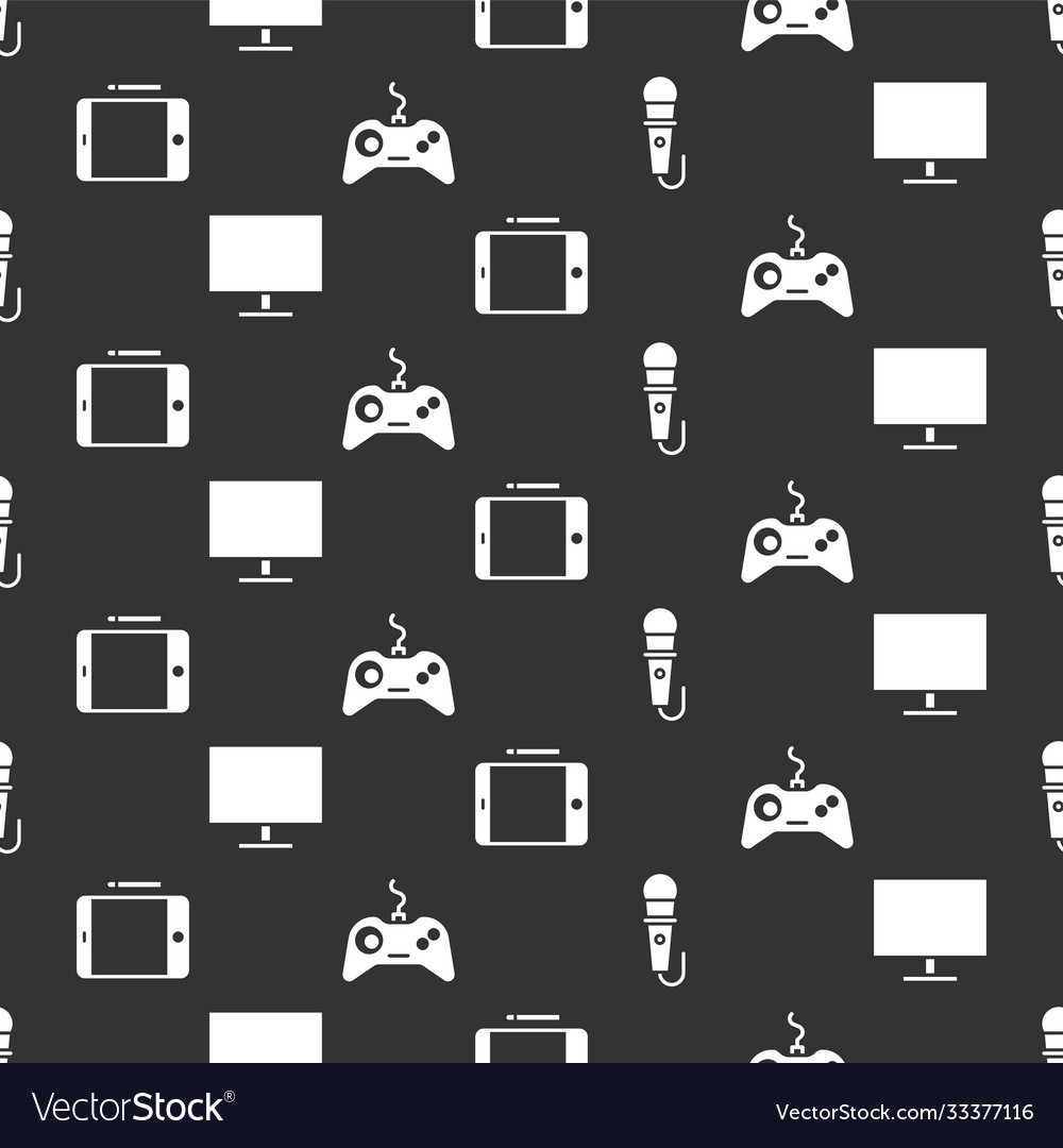 Set microphone computer monitor screen graphic