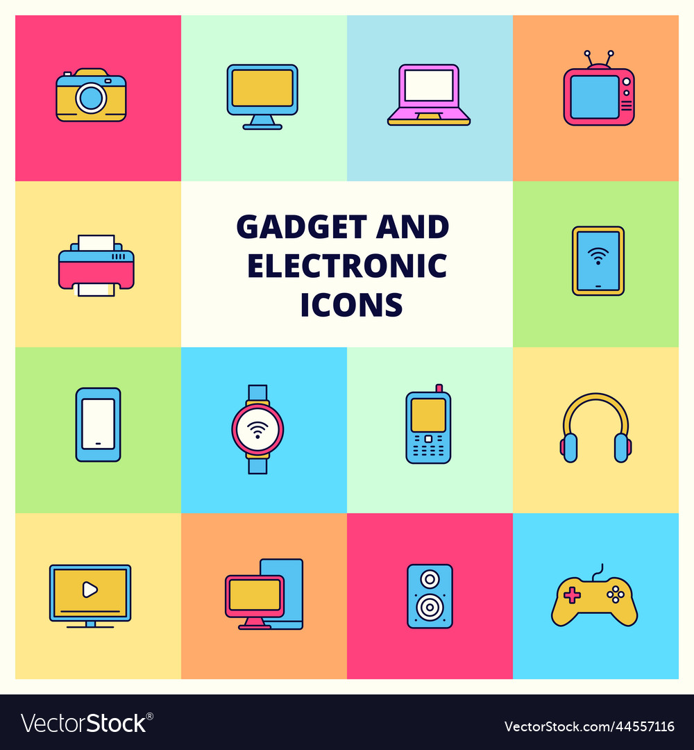 Set of device icons with a colorful design