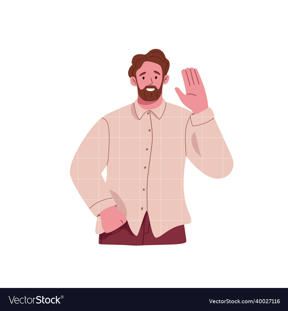 Smiling Man Gesturing Hello