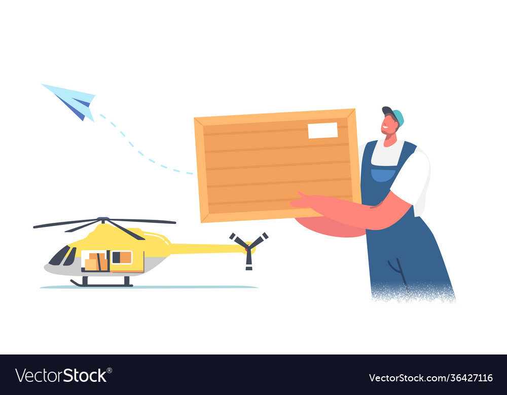 Worker loader character loading parcel vector image Worker loader character loading parcel