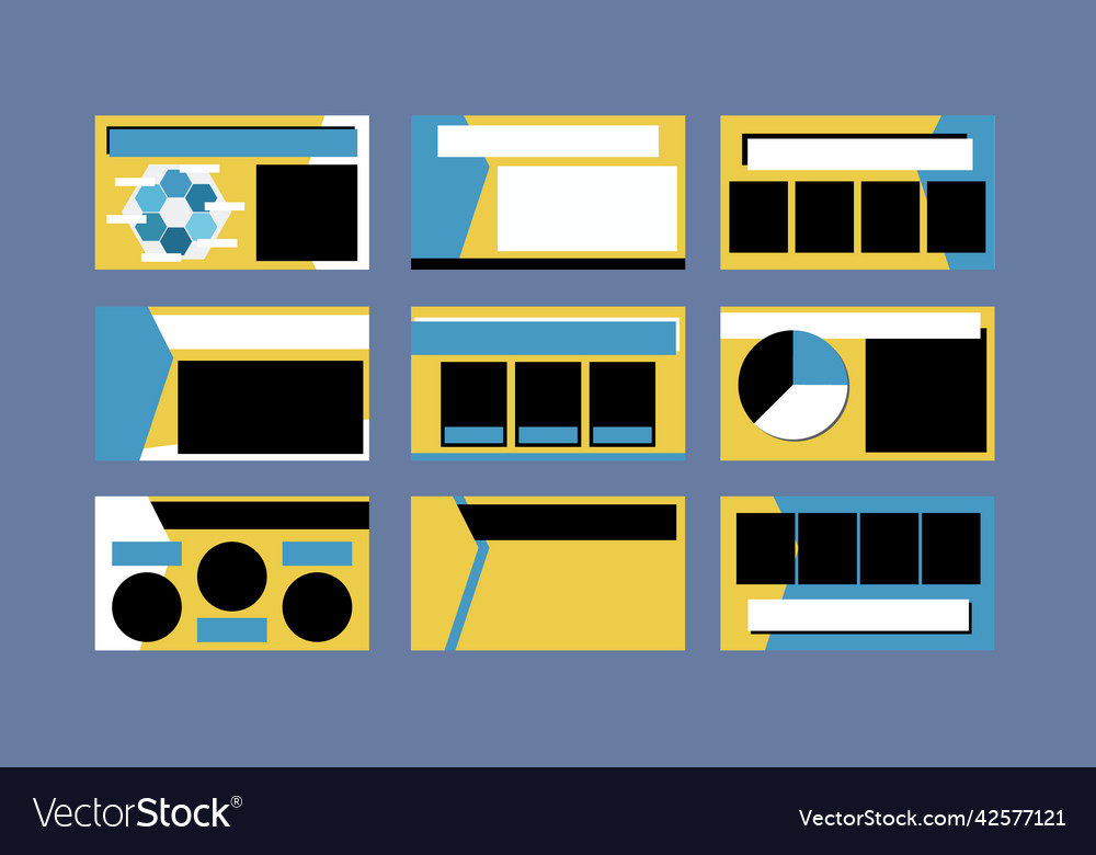 A set of nine slide show presentation layouts Vector Image