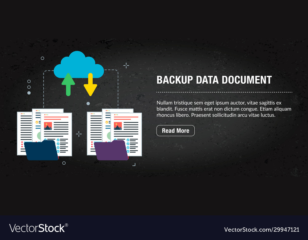 Backup data document banner internet with icons vector image Backup data document banner internet with icons