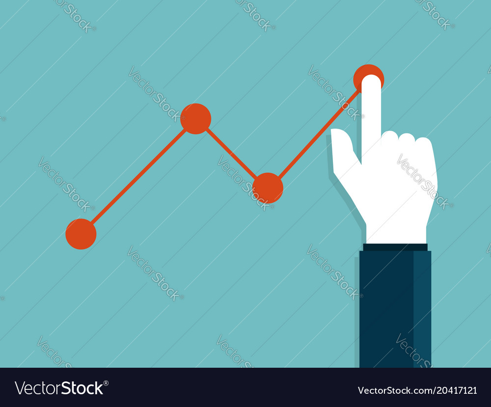 Geschäftsmann Hand poiting Wachstumsgraph flaches Design