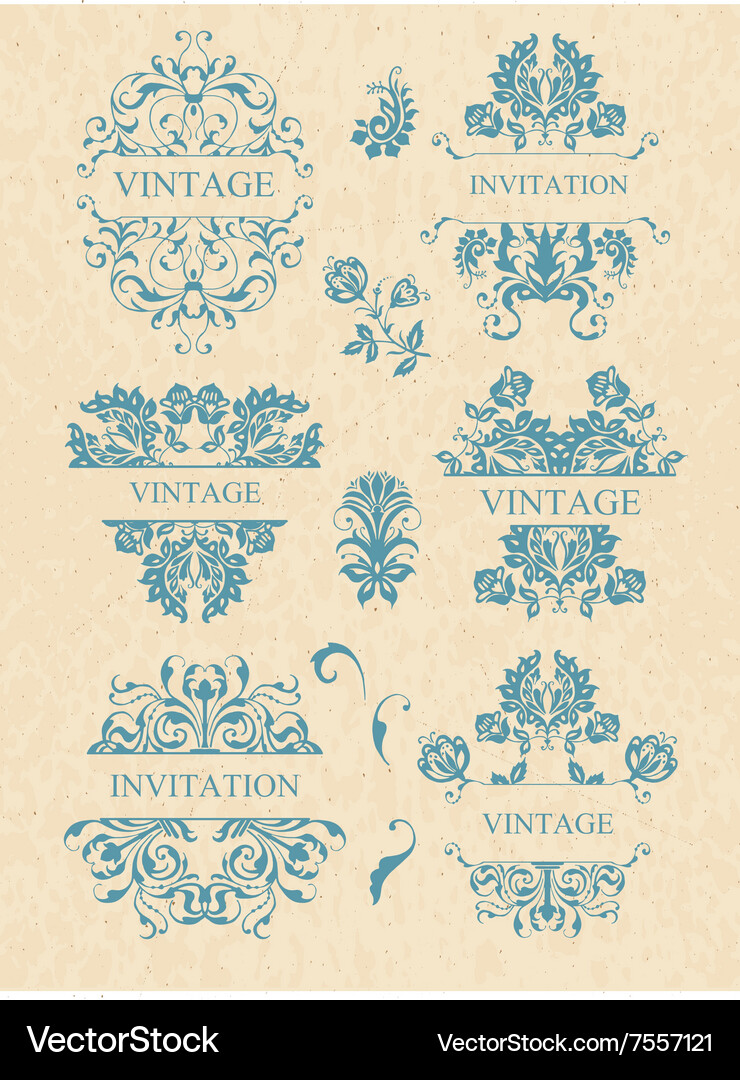 Calligraphic elements vintage set frame Royalty Free Vector