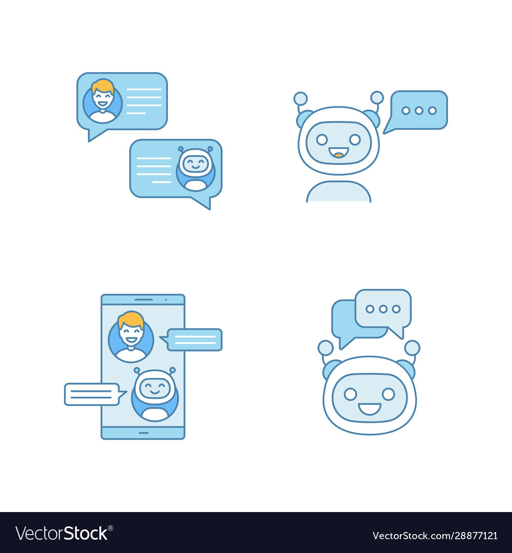 Chatbots color icons set