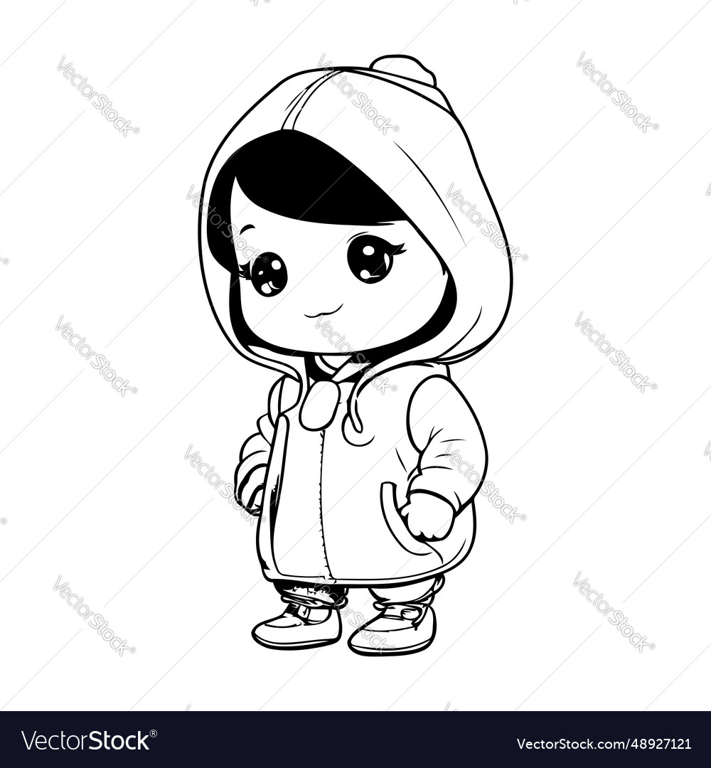 Cute little girl with winter clothes eps10 Vector Image