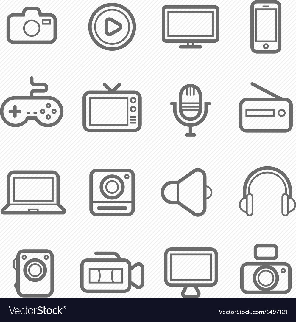 Device and multimedia symbol line icon