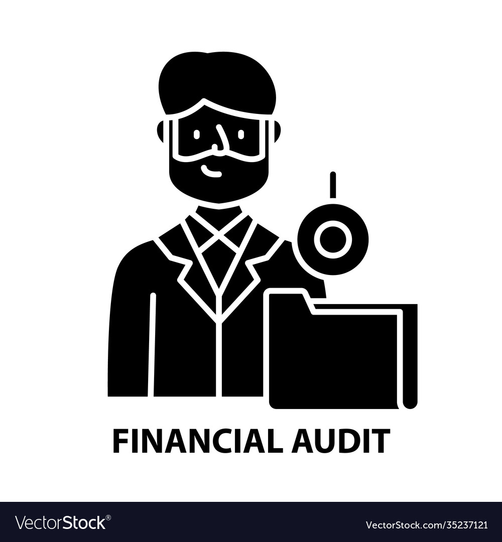 Financial audit icon black sign Royalty Free Vector Image