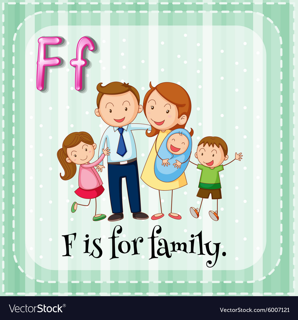 Flashcard letter f is for family Royalty Free Vector Image