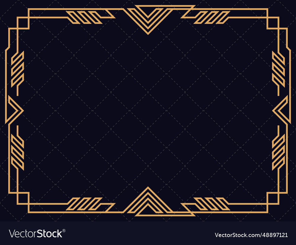 Golden frame in line art style vintage Royalty Free Vector