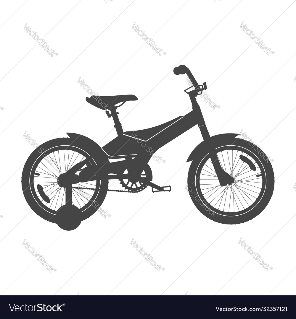 Kids bike for boys silhouette Royalty Free Vector Image