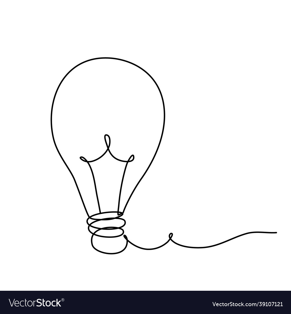 Light bulb in continuous line drawing sketchy vector image Light bulb in continuous line drawing sketchy