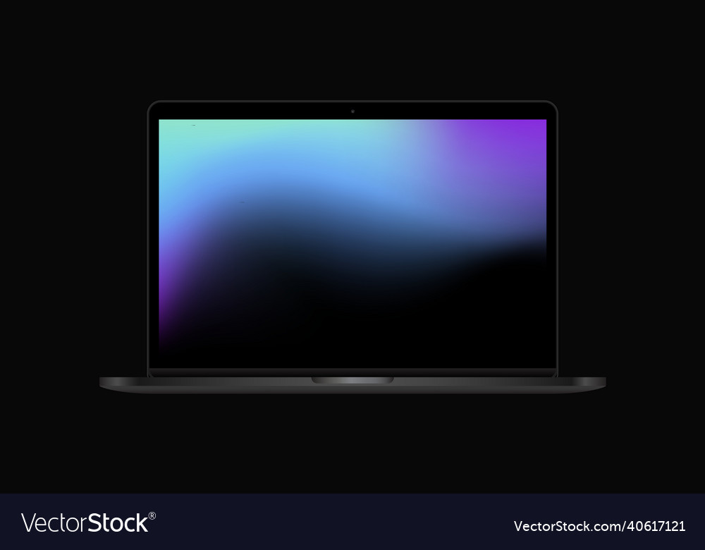 Notebook computer mockup with blue gradient screen vector image Notebook computer mockup with blue gradient screen