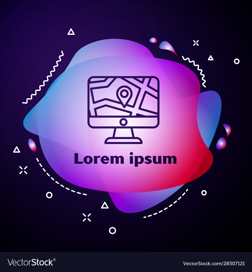 Purple line computer monitor and folded map