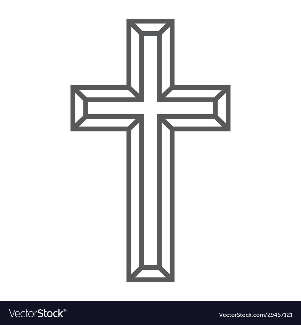 Religious Cross Thin Line Icon Religion Royalty Free Vector