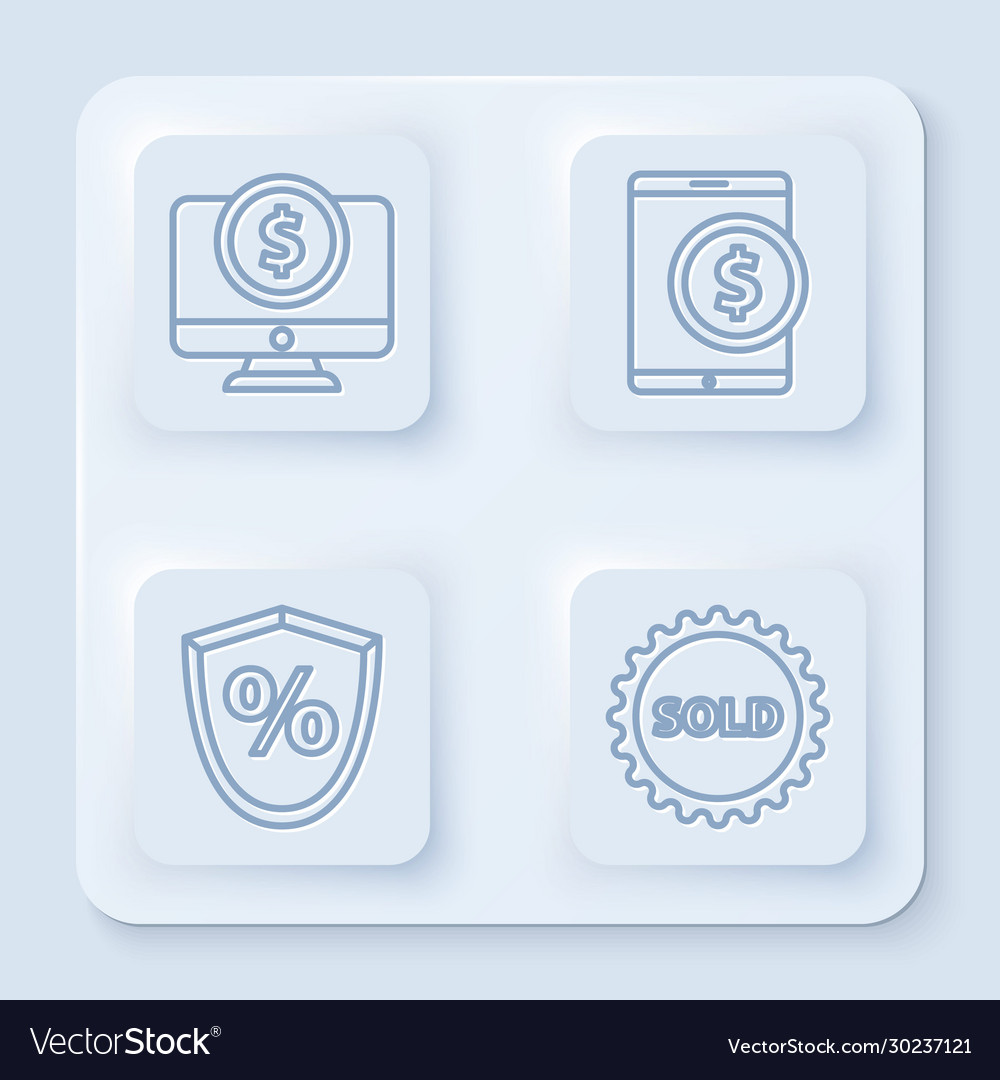 Set line computer monitor with dollar tablet Vector Image Set line computer monitor with dollar tablet