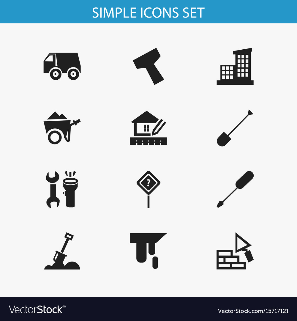 Set of 12 editable building icons includes