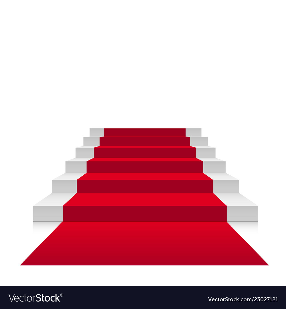 Stairs 3d With Red Carpet Scarlet Floor Royalty Free Vector