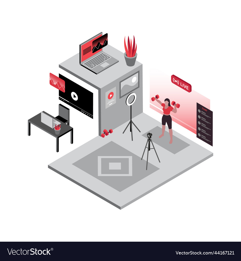 Training streams vlogging shooting vector image Training streams vlogging shooting
