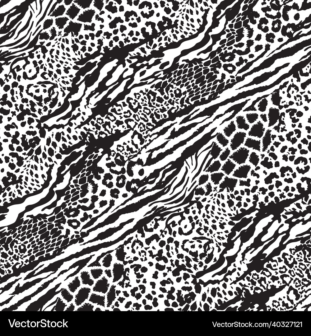 Wild animal skins patchwork wallpaper Royalty Free Vector