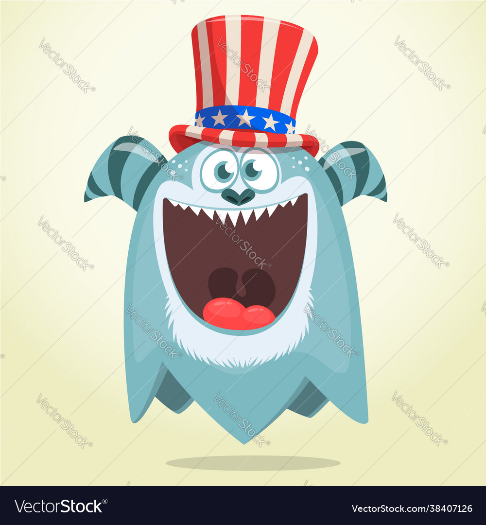 Cartoon funny monster wearing amirican uncle sam Vector Image Cartoon funny monster wearing amirican uncle sam