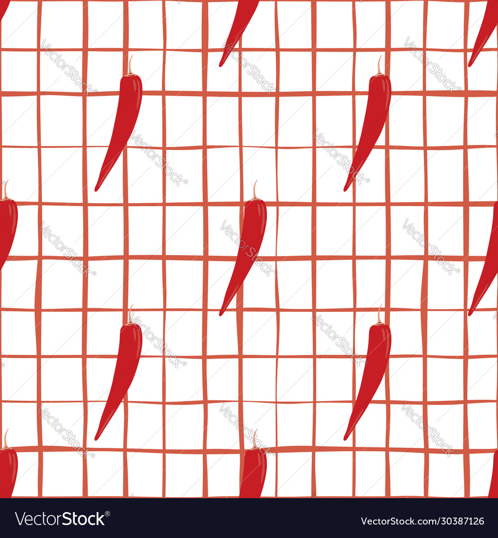 Chilli seamless pattern on stripe background