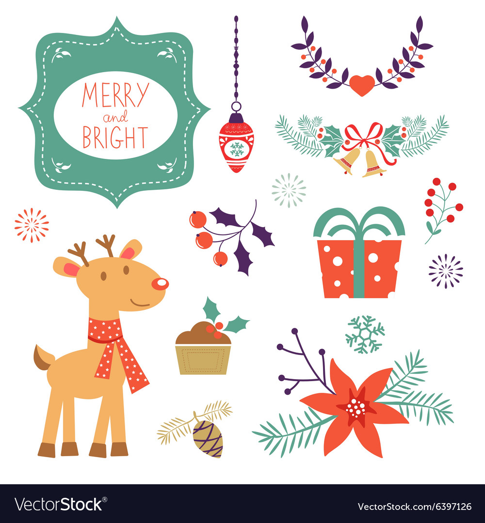Colorful christmas collection with holiday