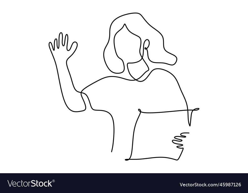 Continuous one line drawing of happy girl Vector Image