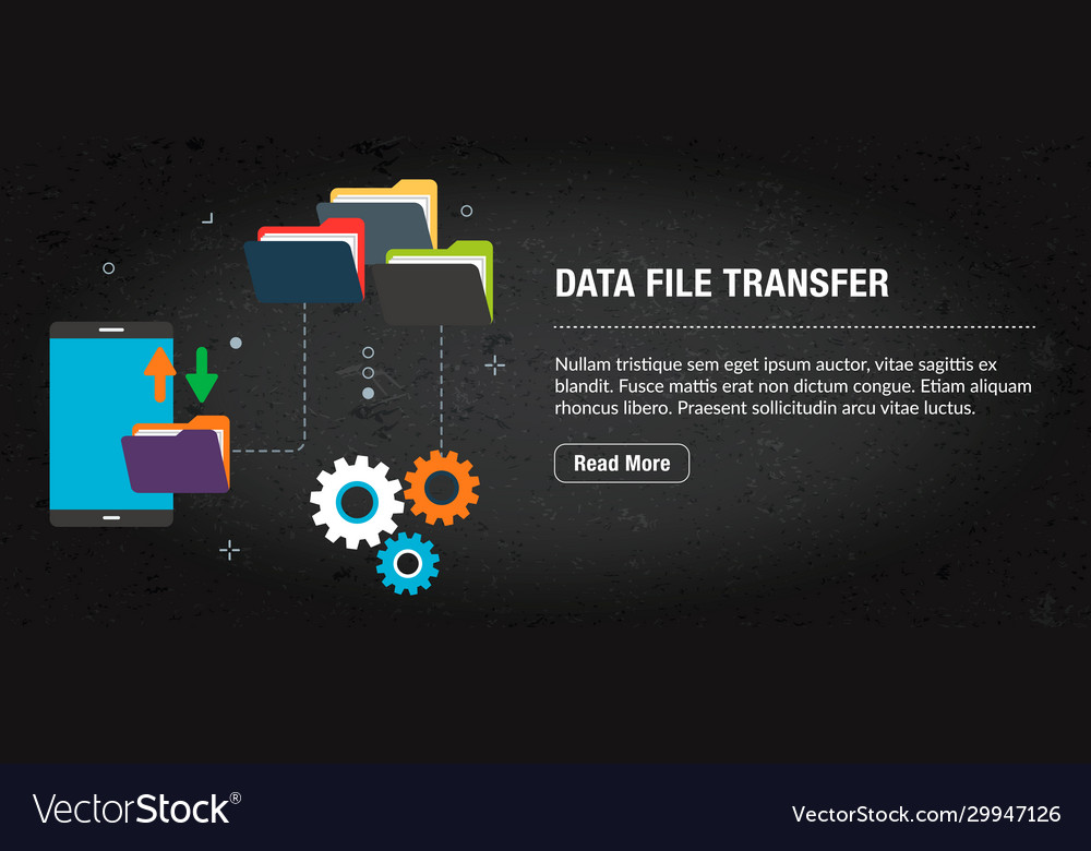 Data file transfer banner internet with icons vector image Data file transfer banner internet with icons