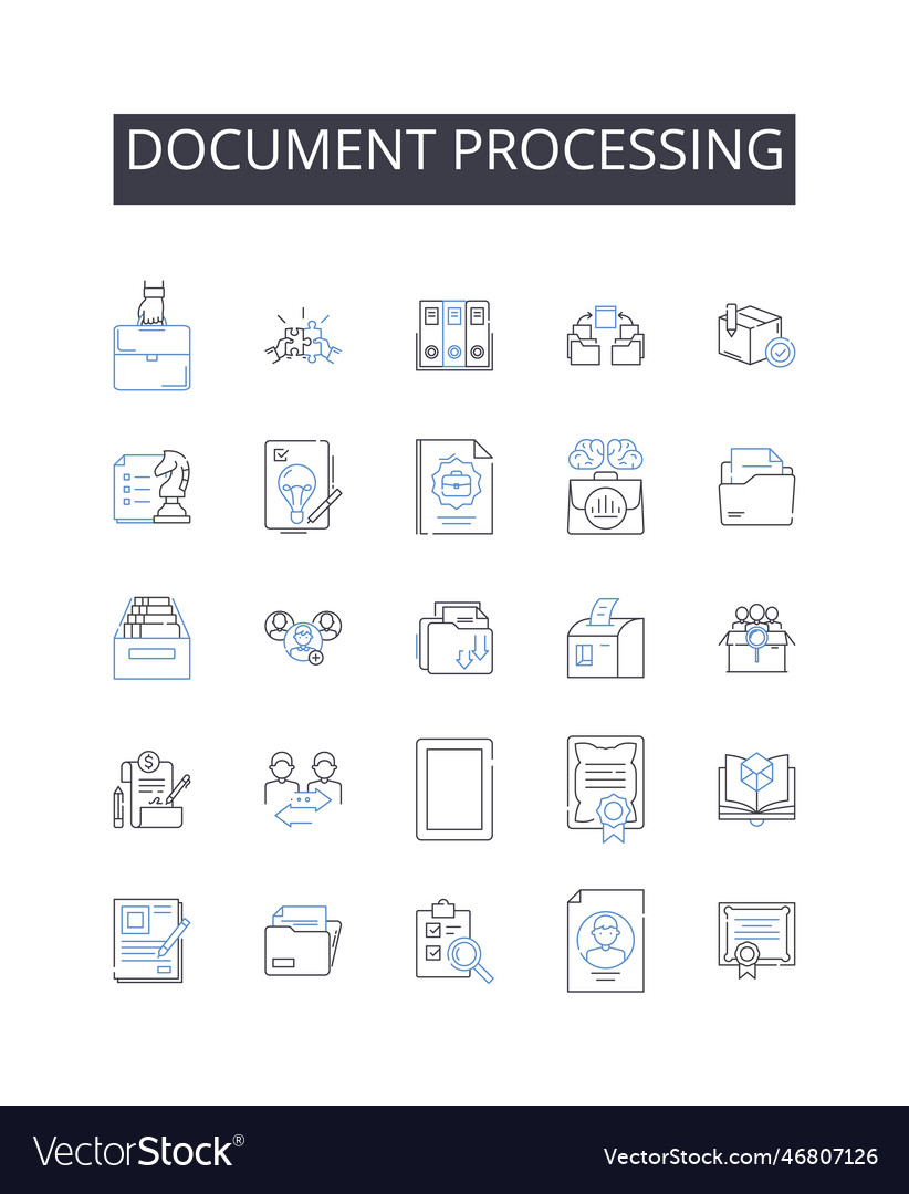 Document processing line icons collection report