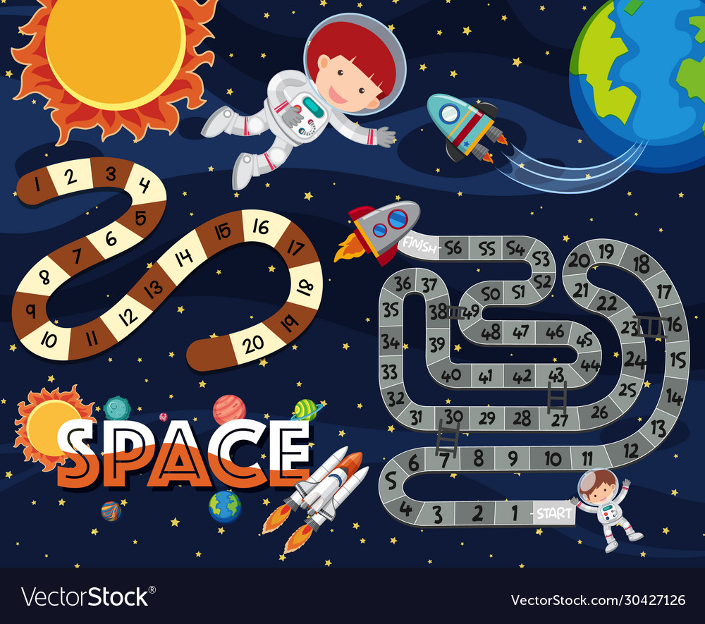 Game template with astronaut and spaceship