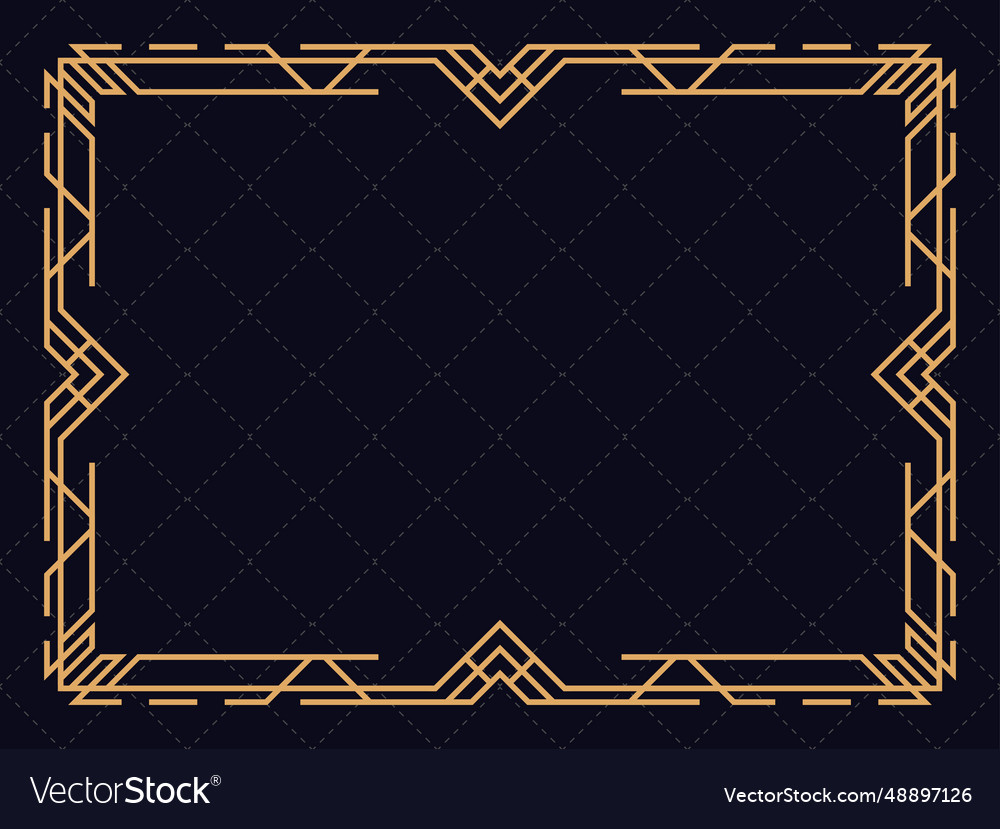 Golden frame in line art style vintage Royalty Free Vector