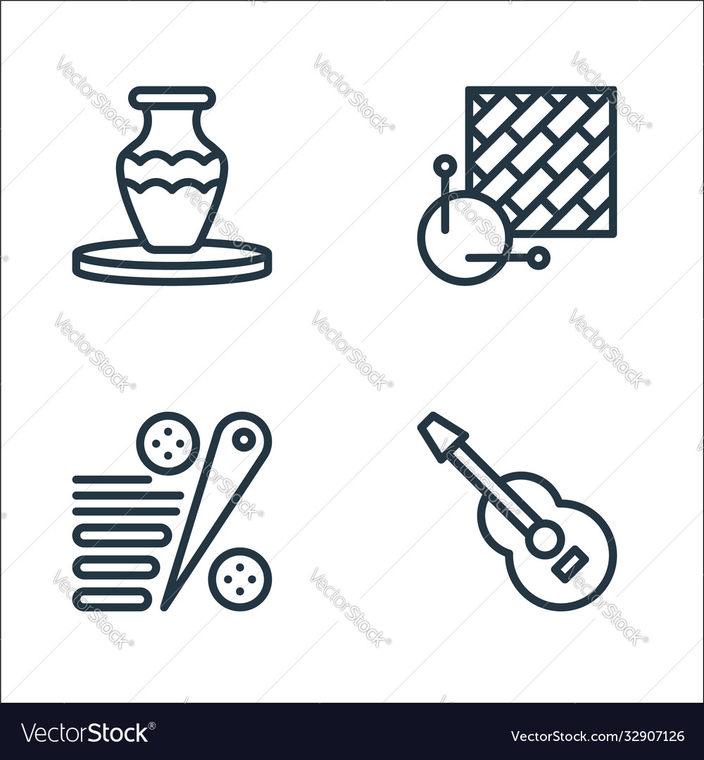 Hobbies line icons linear set quality
