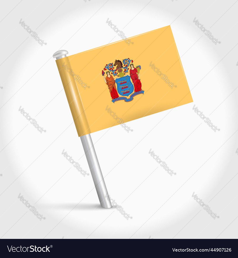 New jersey map pin flag 3d realistic