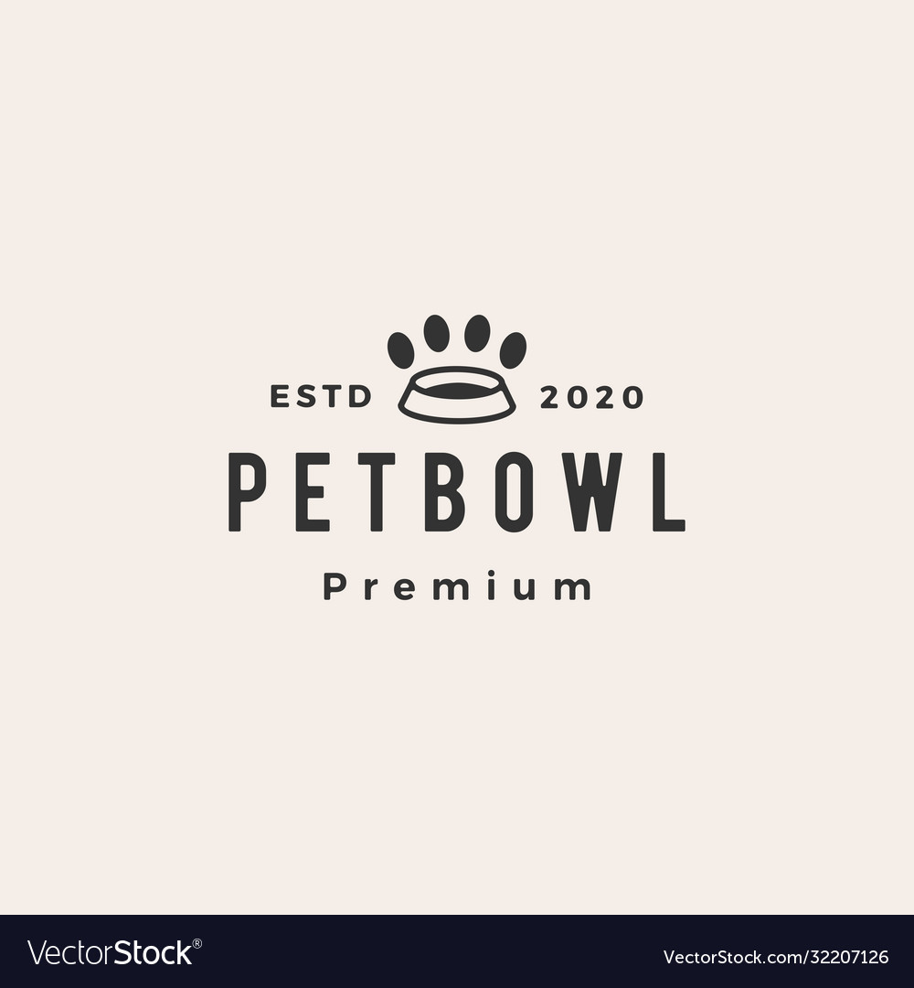 Pet bowl food hipster vintage logo icon Royalty Free Vector