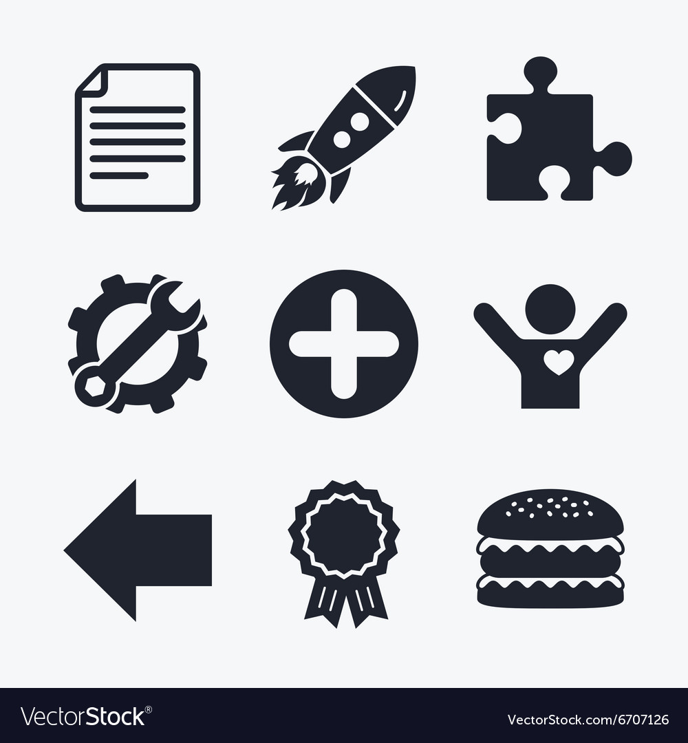 Plus circle and puzzle signs file arrow