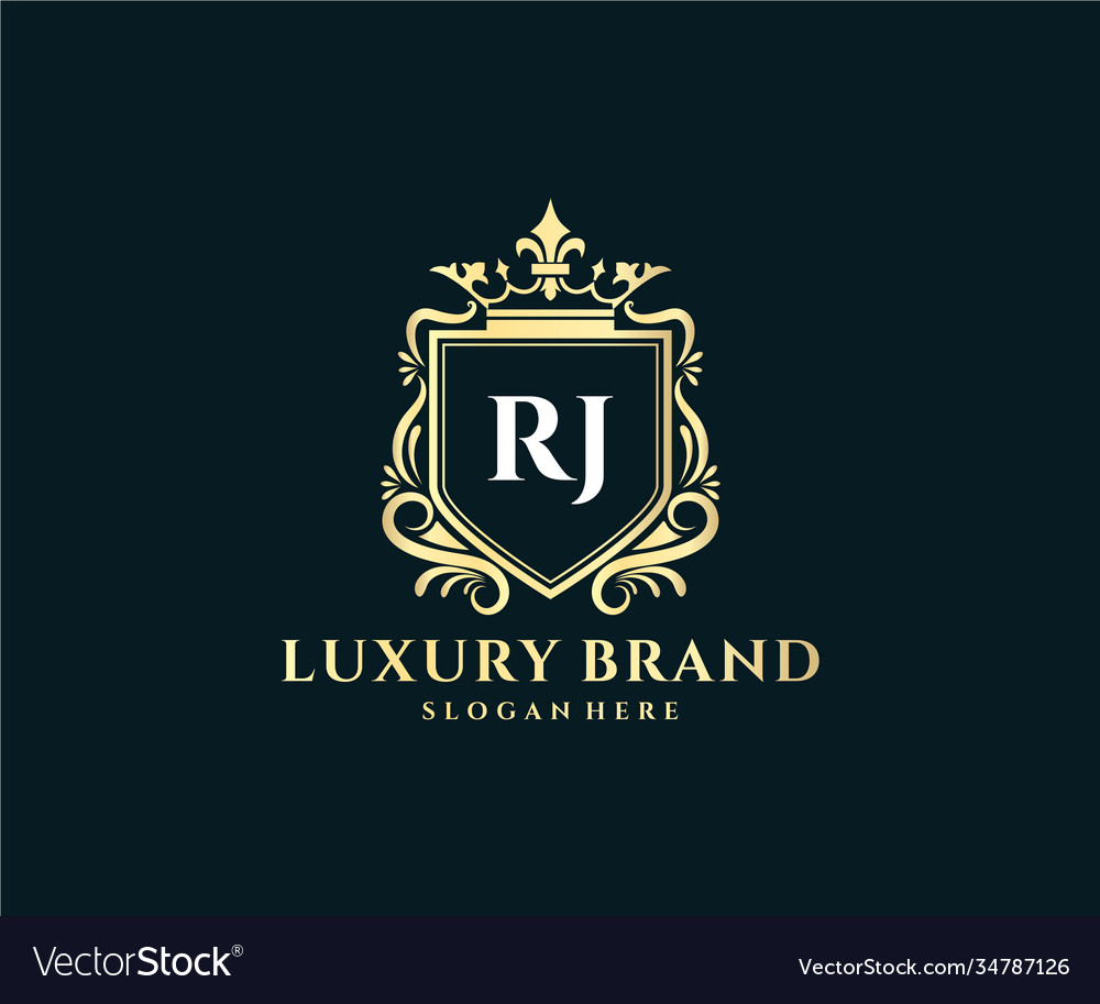 Rj initial letter gold calligraphic feminine Vector Image