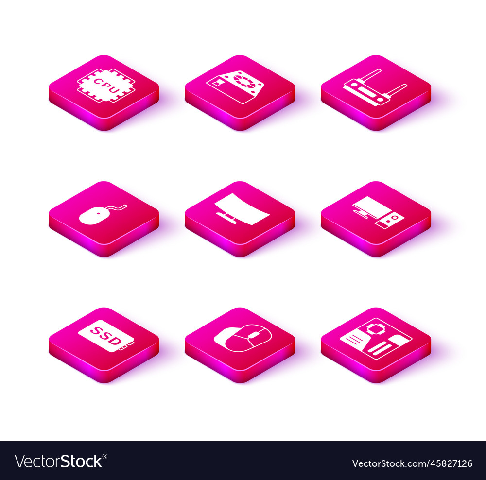 Set ssd card computer mouse monitor screen Vector Image Set ssd card computer mouse monitor screen