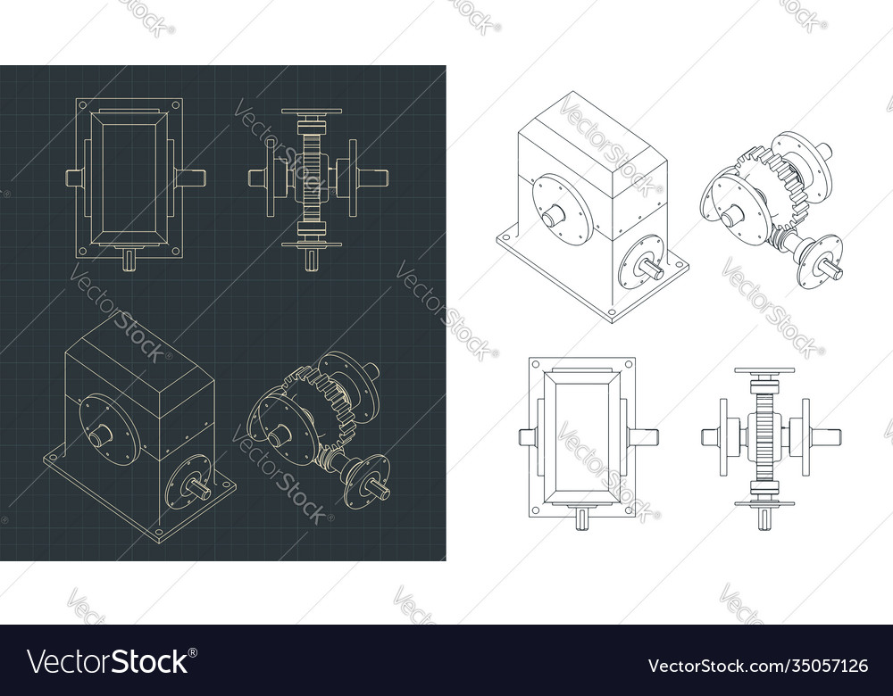 Speed reducer drawings Royalty Free Vector Image