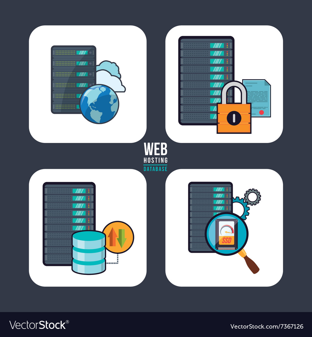 Web hosting and data security design Royalty Free Vector
