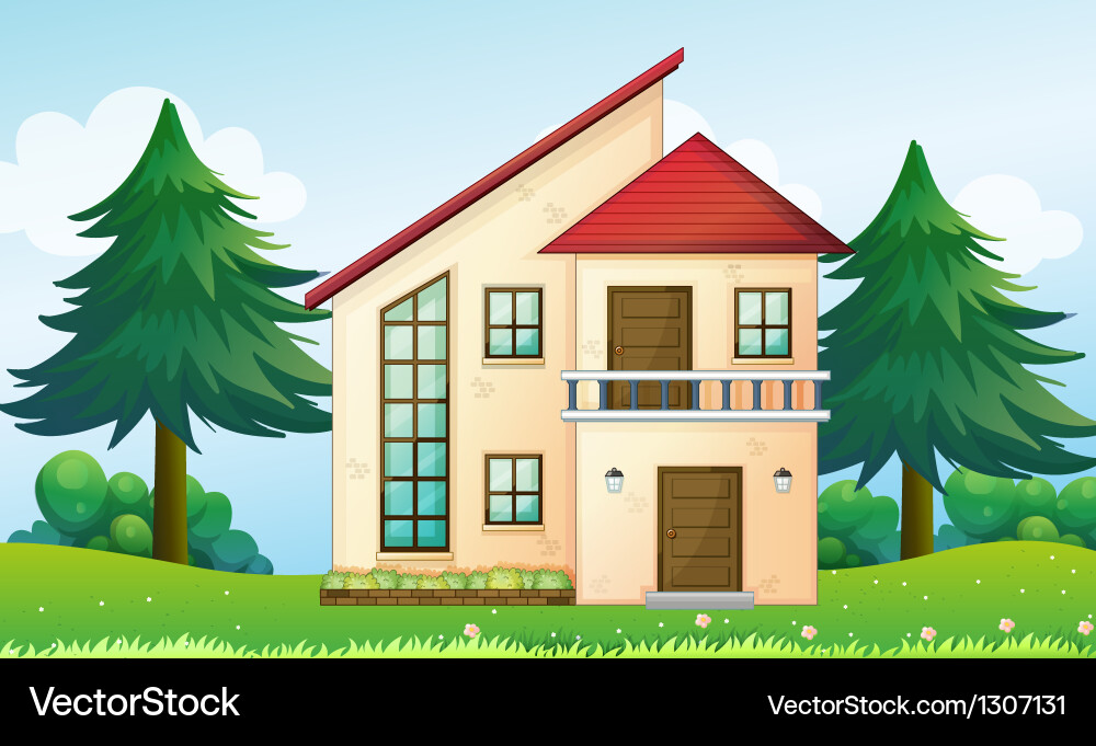 A concrete house at the hill Royalty Free Vector Image