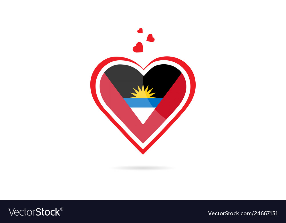 Antigua and barbuda country flag inside love