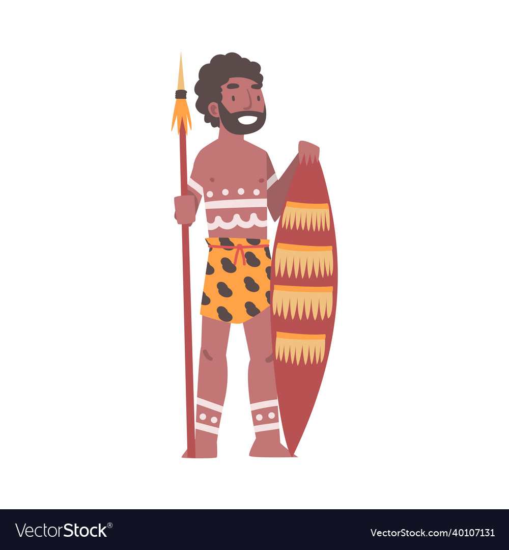 Barefoot african aboriginal man character dressed Vector Image