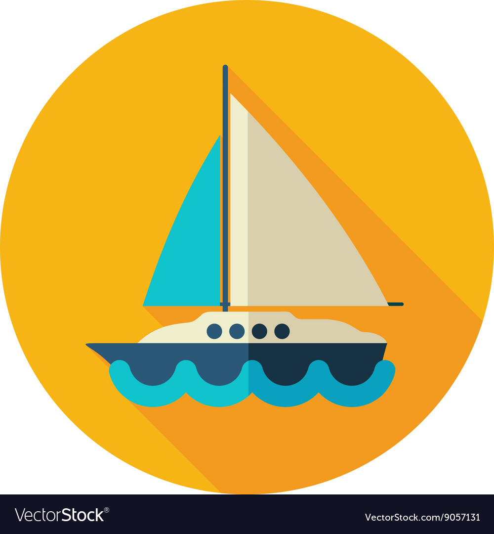 Boat with a sail flat icon summer vacation Vector Image