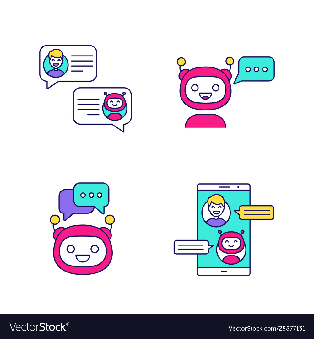 Chatbots color icons set Vector Image Chatbots color icons set