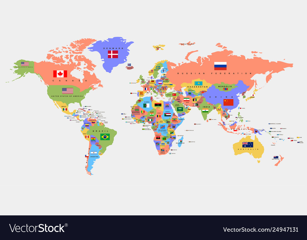 Modern Color World Map On White Background Vector Image Sexiz Pix 6747