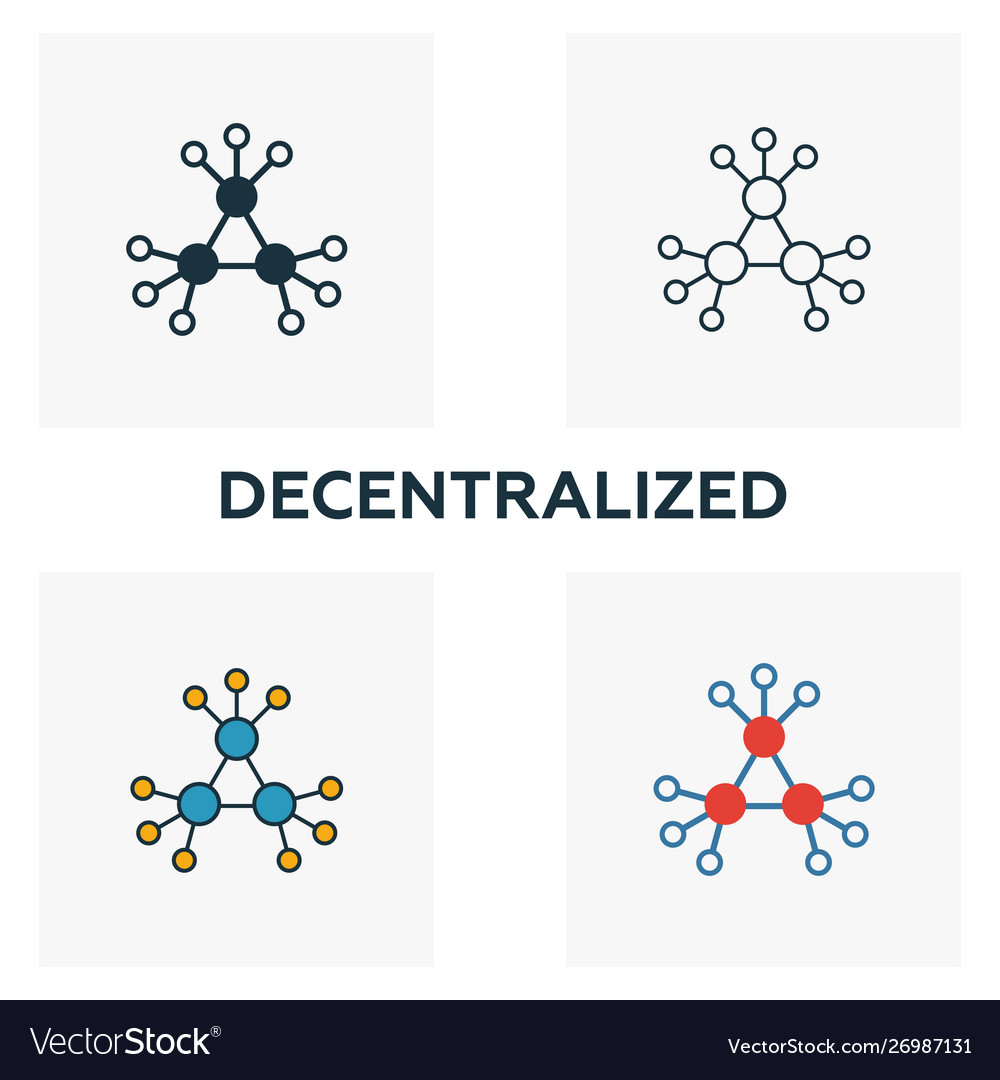 Decentralized icon set four elements in different vector image Decentralized icon set four elements in different