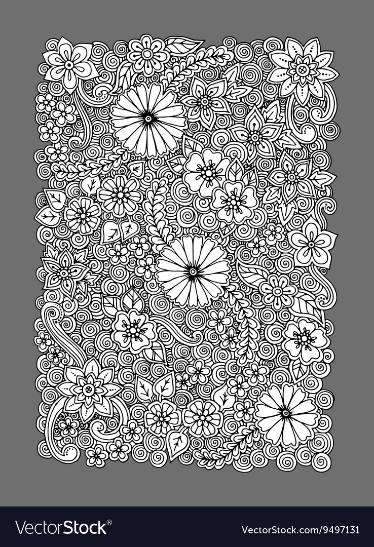 Floral card hand drawn artwork with abstract